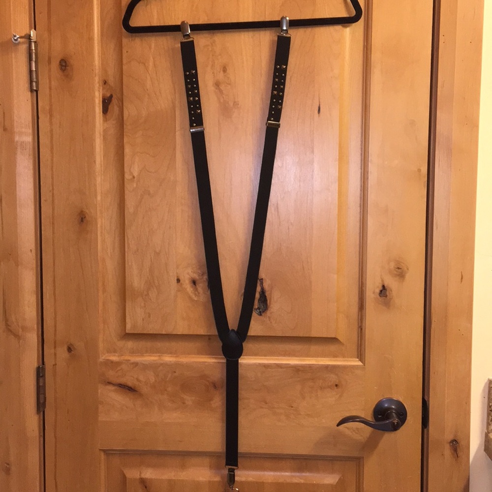 Black suspenders with metal studs